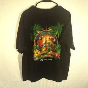 Ron Jon Surf Shop Myrtle Beach T Shirt XL Black Graphic Parrot Toucan Chameleon